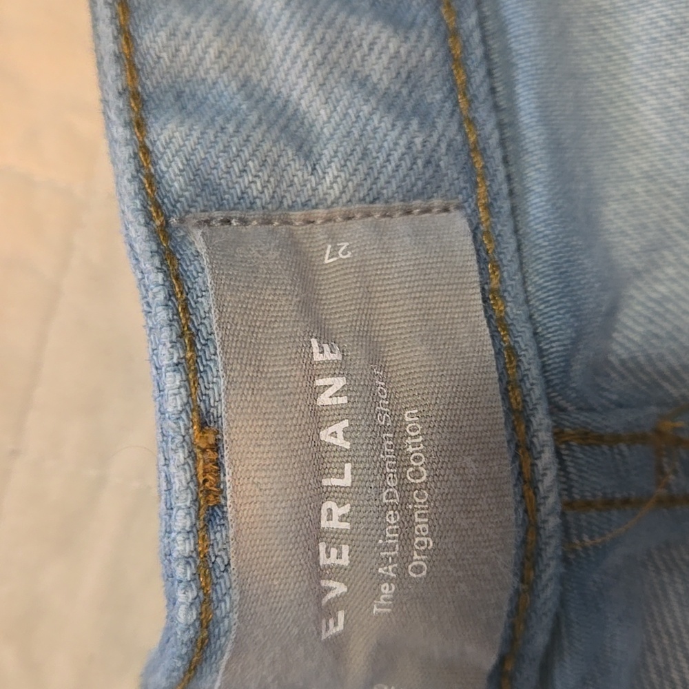 Everlane A Line Shorts Womens 27 Waist High Waisted Cotton Light Wash - Picture 5 of 10